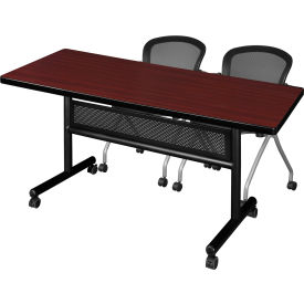 Kobe Privacy Nesting Table with 2 Cadence Nesting Chairs, 60"L x 30"W, Mahogany