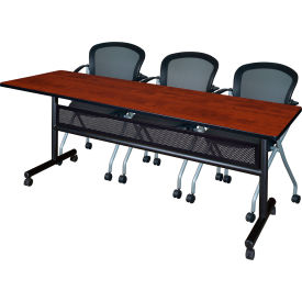 Privacy Nesting Table with 2 Cadence Nesting Chairs, 84"L x 24"W, Cherry
