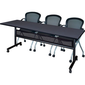 Privacy Nesting Table with 2 Cadence Nesting Chairs, 84"L x 24"W, Gray