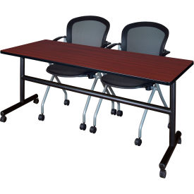 Training Nesting Table with 2 Cadence Nesting Chairs, 72"L x 24"W, Mahogany