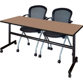 Training Nesting Table with 2 Cadence Nesting Chairs, 72"L x 24"W, Noble Oak