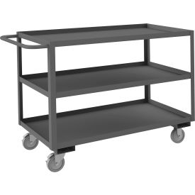 Stock Cart with 3 Shelves, 1200 lb. Cap., 54-1/4"L x 24-1/4"W x 37-5/8"H, Gray