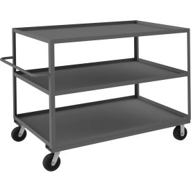 Stock Cart with 3 Shelves, 3000 lb. Cap., 66-1/4"L x 36-1/4"W x 48"H, Gray