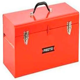 Mechanic Tool Box with Tray, 20"W x 8-1/2"D x 9-1/2"H, Safety Red