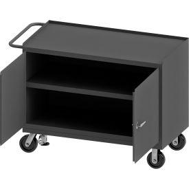 Mobile Bench Cabinet with Steel Top, 2 Shelves, 54-1/8"W x 24-1/4"D, Gray