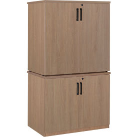 Legacy Storage Cabinet with Stackable Storage Cabinet, 35"W x 24"D x 65"H, Noble Oak