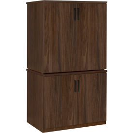 Legacy Storage Cabinet with Stackable Storage Cabinet, 35"W x 24"D x 65"H, Neo Walnut