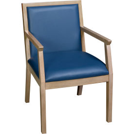 Regent WallGuard Guest & Reception Waiting Room Wood Side Chair, Noble Oak/Navy Blue