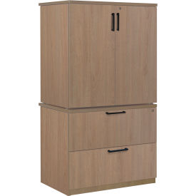 Legacy Lateral File with Stackable Storage Cabinet, 35"W x 24"D x 65"H, Noble Oak