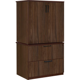 Legacy Lateral File with Stackable Storage Cabinet, 35"W x 24"D x 65"H, Neo Walnut
