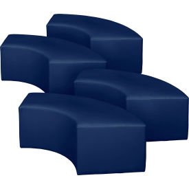 Aurora Curved Vinyl Ottoman, Naval Blue, Set of 4