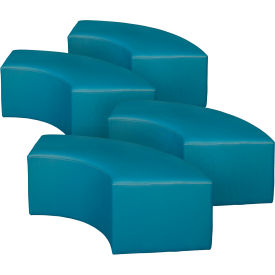 Aurora Curved Vinyl Ottoman, Peacock Teal, Set of 4