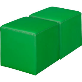 Jean Square Vinyl Ottoman, Envy Green, Set of 2