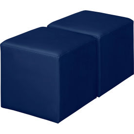 Jean Square Vinyl Ottoman, Naval Blue, Set of 2