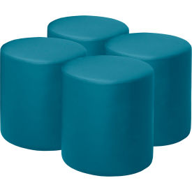 Logan Round Vinyl Ottoman, Peacock Teal, Set of 4