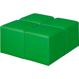 Jean Square Vinyl Ottoman, Envy Green, Set of 4