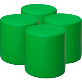 Logan Round Vinyl Ottoman, Envy Green, Set of 4