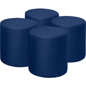 Logan Round Vinyl Ottoman, Naval Blue, Set of 4