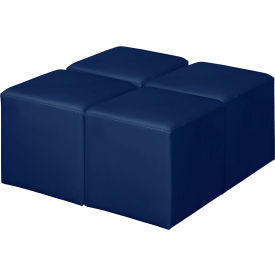Jean Square Vinyl Ottoman, Naval Blue, Set of 4
