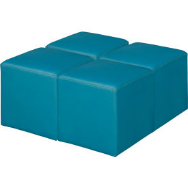 Jean Square Vinyl Ottoman, Peacock Teal, Set of 4