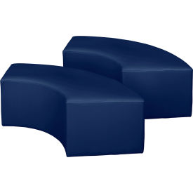 Aurora Curved Vinyl Ottoman, Naval Blue, Set of 2