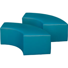 Aurora Curved Vinyl Ottoman, Peacock Teal, Set of 2