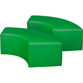 Aurora Curved Vinyl Ottoman, Envy Green, Set of 2