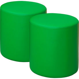 Logan Round Vinyl Ottoman, Envy Green, Set of 2