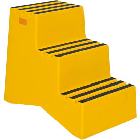 3 Step Polyethylene Stool, 34"L x 21"W x 28-1/2"H, Yellow