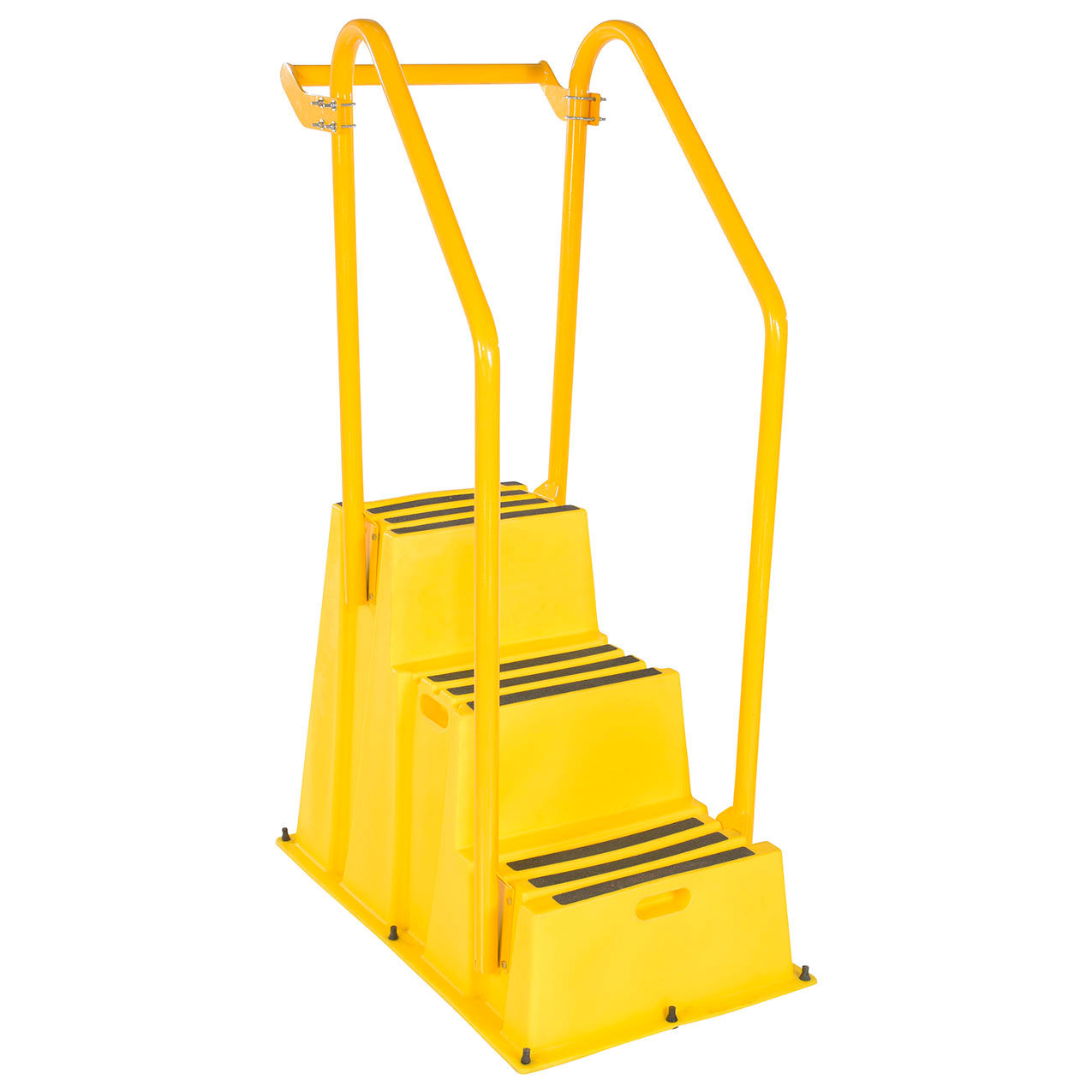3 Step Polyethylene Nestable Stool with Hand Rails, 45-5/8"L x 25"W x 68-1/4"H, Yellow
