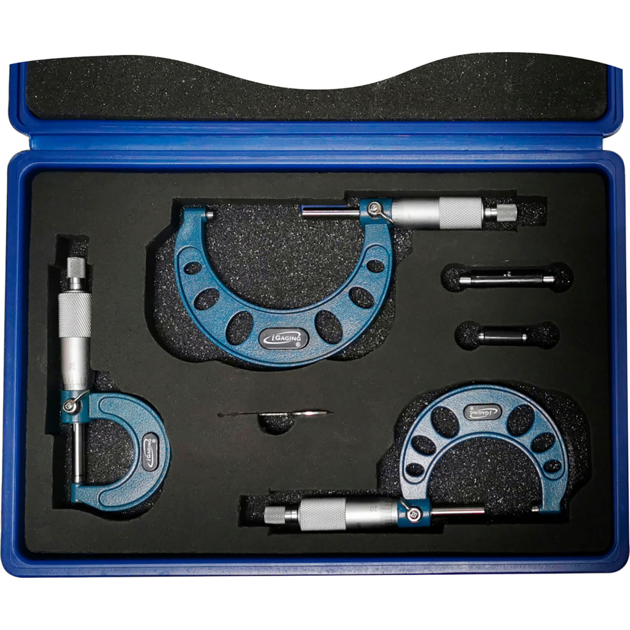 Micrometers Sets, Ratchet with Blue C Frame, 0 - 6" Range