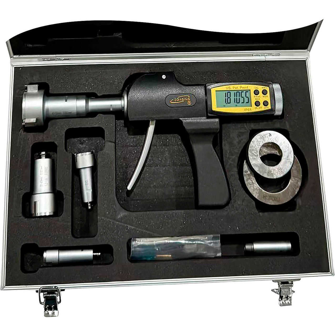 IP65 Digital Pistol Grip Tri-point Internal Micrometer Bore Gauge, 2.0 - 0.8" Range