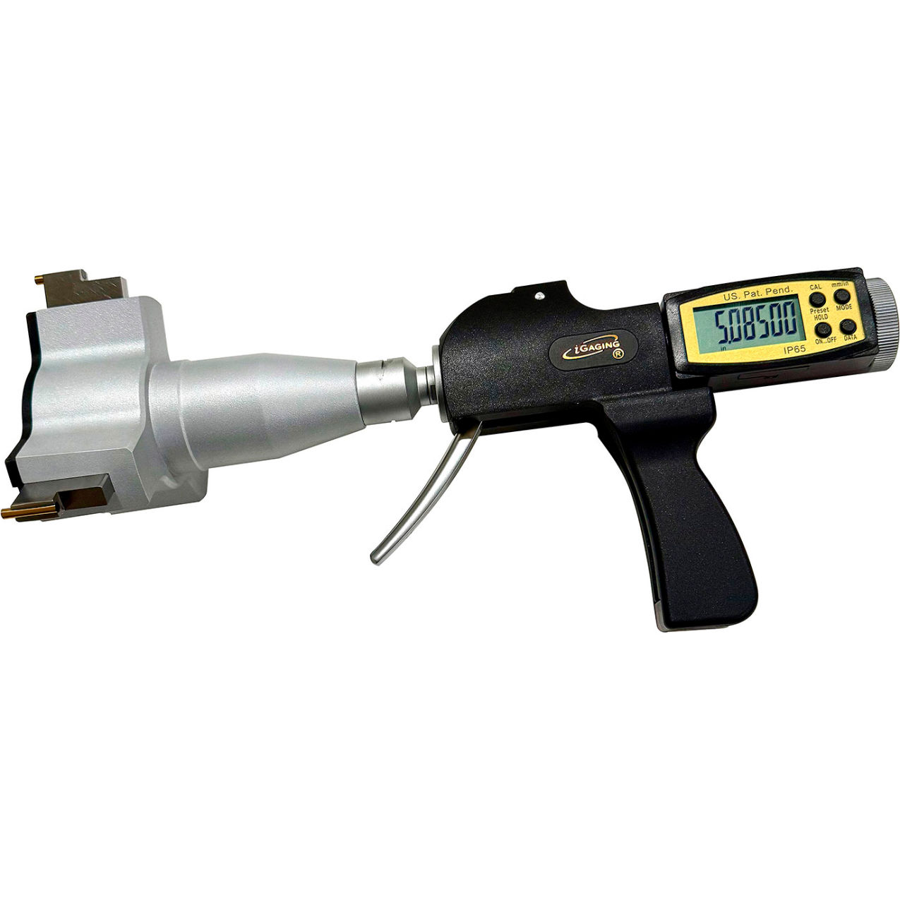 IP65 Digital Pistol Grip Tri-point Internal Micrometer Bore Gauge, 5.0 - 6.0" Range