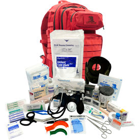 Tactical Trauma First Aid Backpack, 214 Pieces, Fabric Case