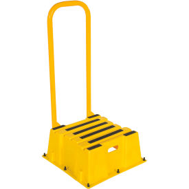 1 Step Polyethylene Nestable Stool with Handrails, 25"L x 25"W x 50"H, Yellow