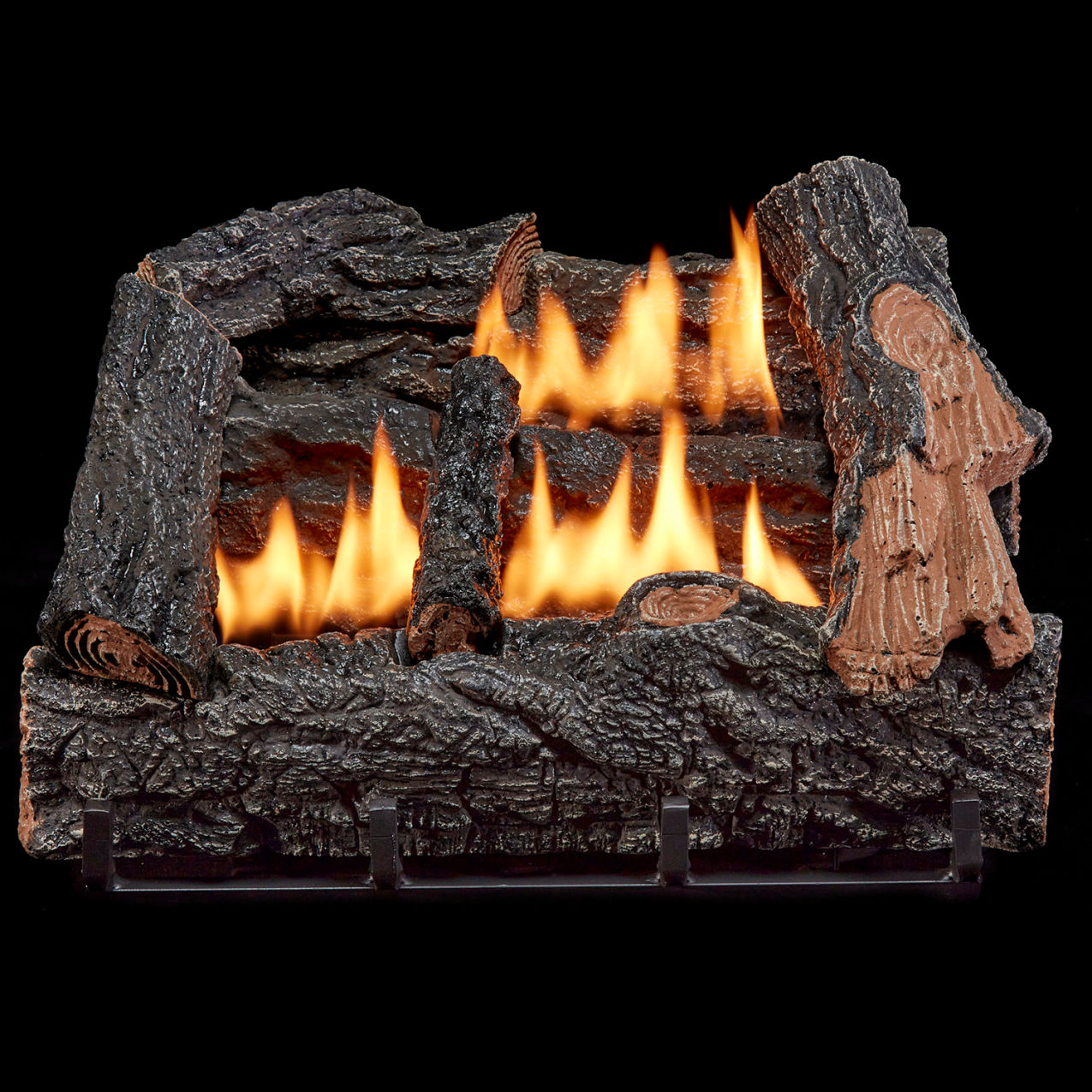 18" Vent Free Dual Fuel Gas Log Set with Manual Control, 30000 BTU, Brown