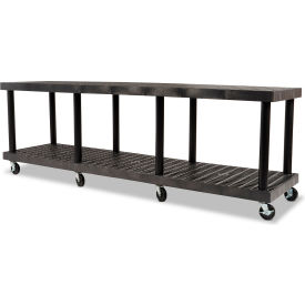 Grid Top Modular-Kart with 2 Shelves & 4" Casters, 96"Lx24"Wx32"H, Black