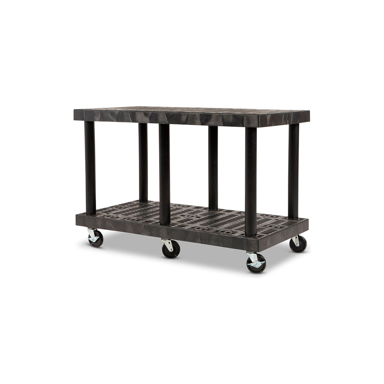 Grid Top Modular-Kart with 2 Shelves & 4" Casters, 48"Lx24"Wx32"H, Black