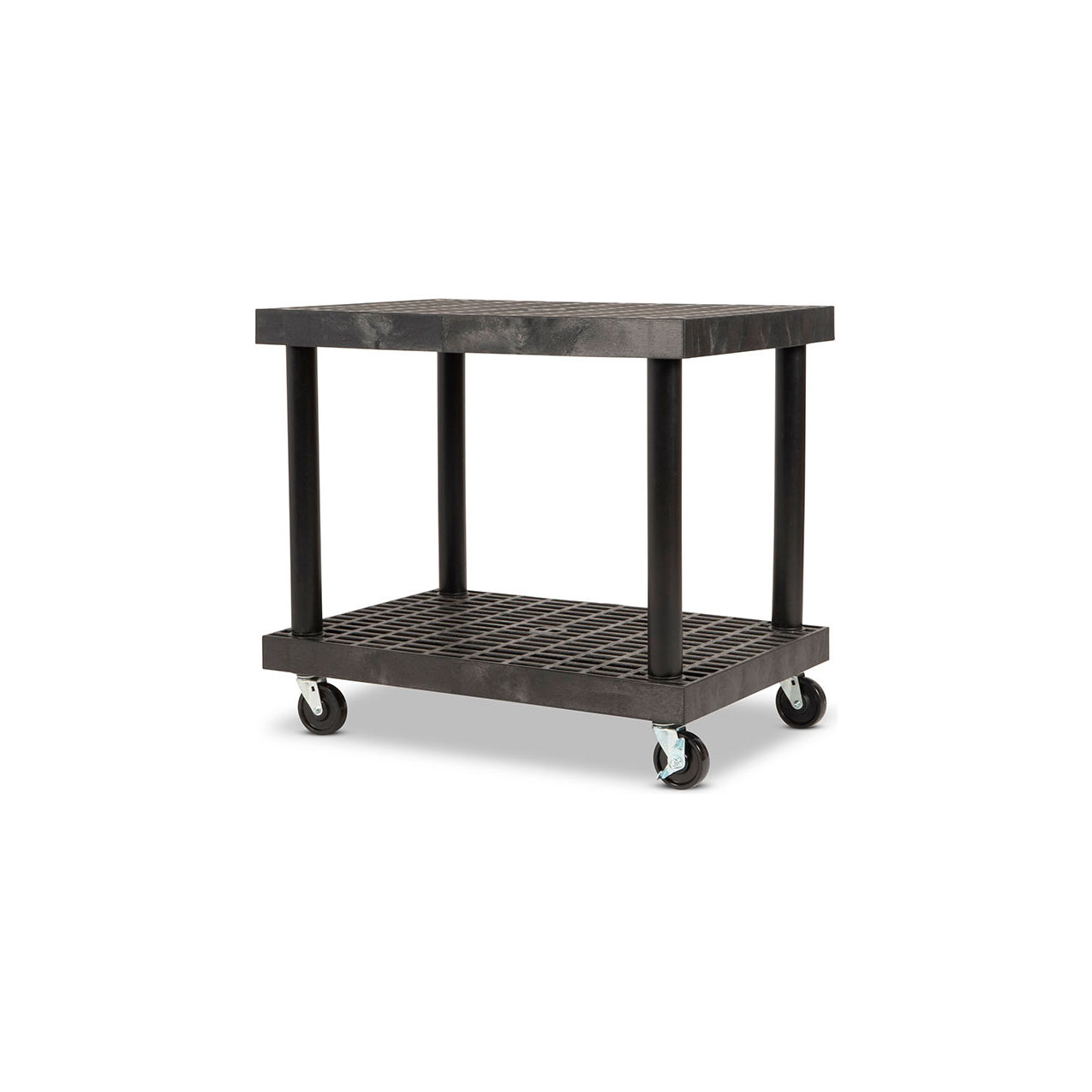 Grid Top Modular-Kart with 2 Shelves & 4" Casters, 36"Lx24"Wx32"H, Black