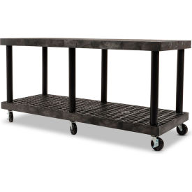 Grid Top Modular-Kart with 2 Shelves & 4" Casters, 66"Lx24"Wx32"H, Black