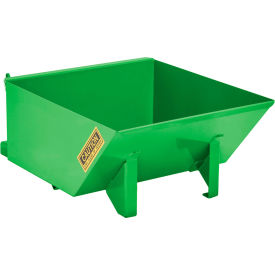 Low-Profile Steel Self Dumping Forklift Hopper, 1/4 Cu. Yd., 4000 lb. Cap, Bright Green