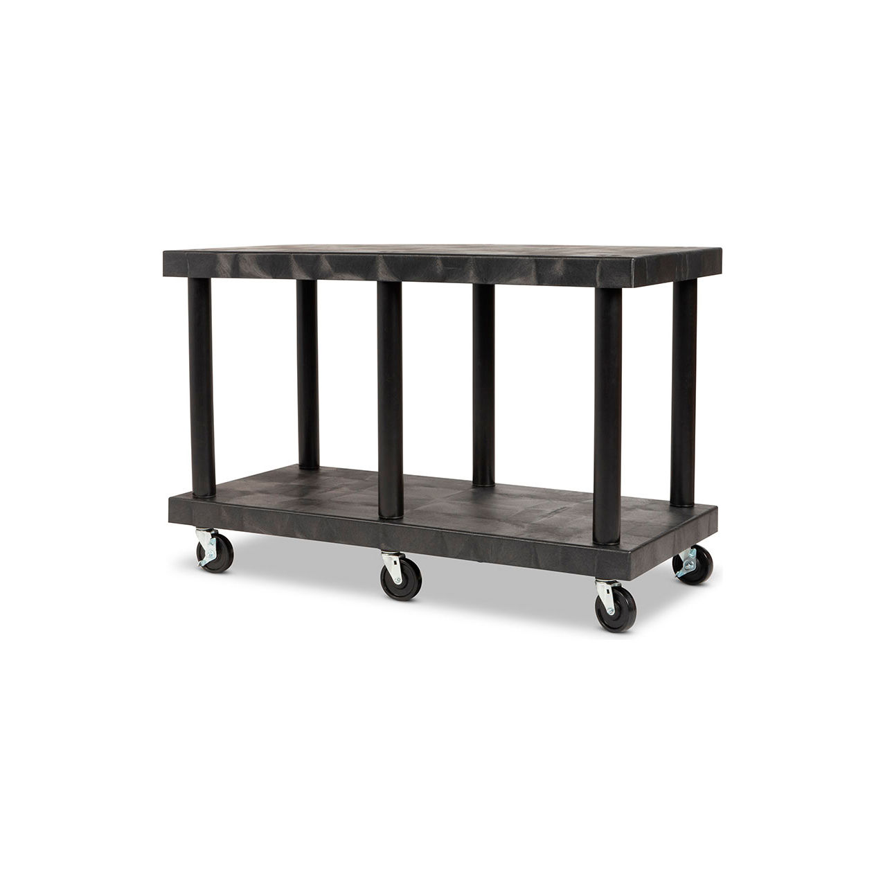 Solid Top Modular-Kart with 2 Shelves & 4" Casters, 48"Lx24"Wx32"H, Black
