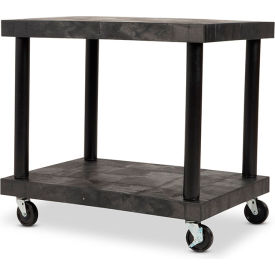 Solid Top Modular-Kart with 2 Shelves & 4" Casters, 36"Lx24"Wx32"H, Black
