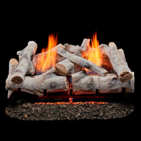 24" Vent Free Dual Fuel Gas Log Set, 33000 BTU, Birch Wood