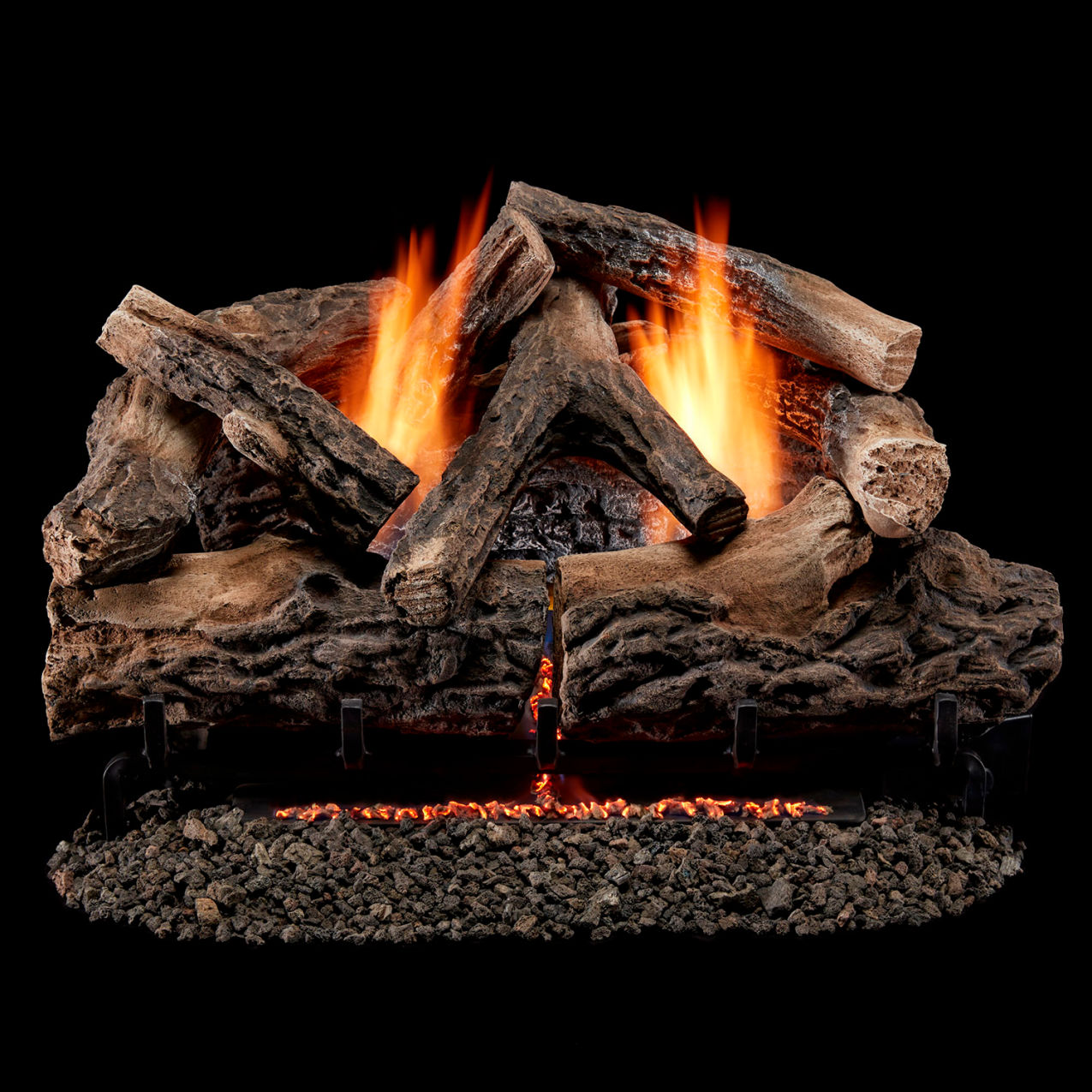 24" Vent Free Dual Fuel Gas Log Set, 33000 BTU, Rustic Oak