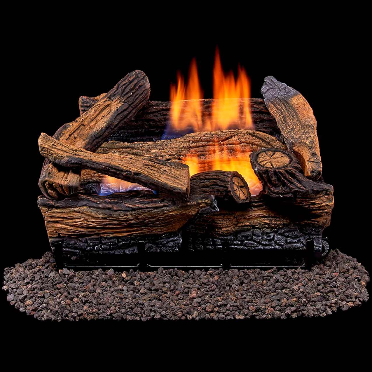 18" Vent Free Indoor Propane Gas Log Set with Remote Control, 30000 BTU, Split Red Oak