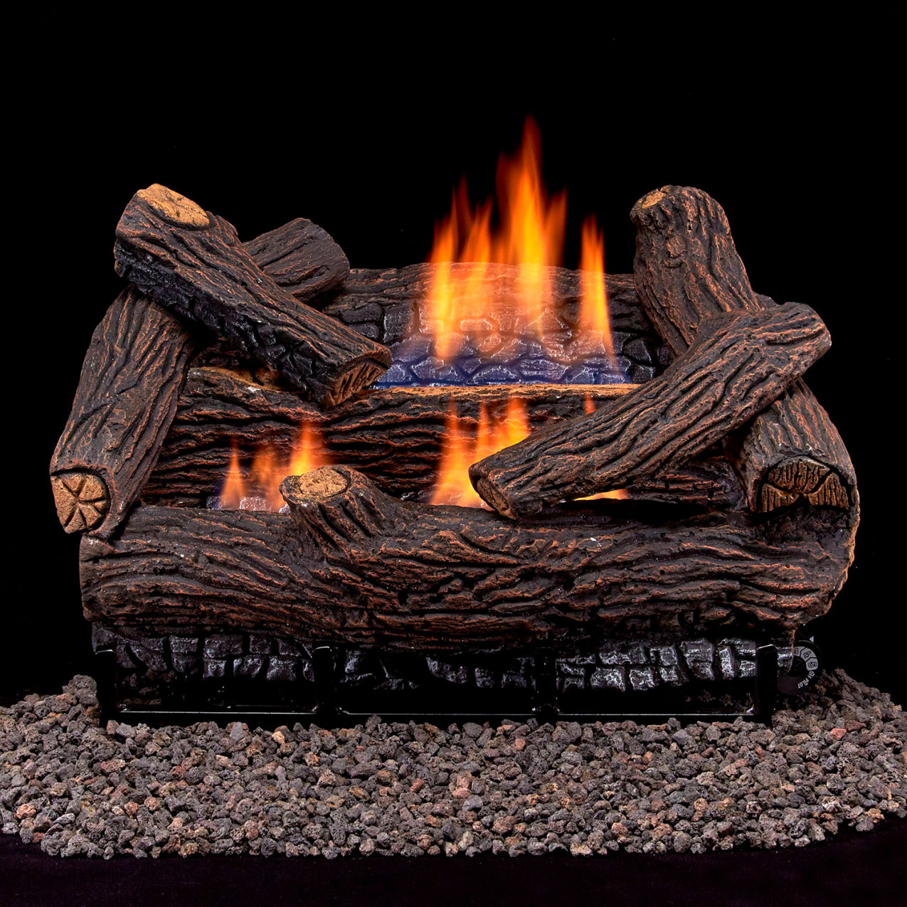 18" Vent Free Indoor Propane Gas Log Set w/ Remote Control, 30000 BTU, Stacked Red Oak