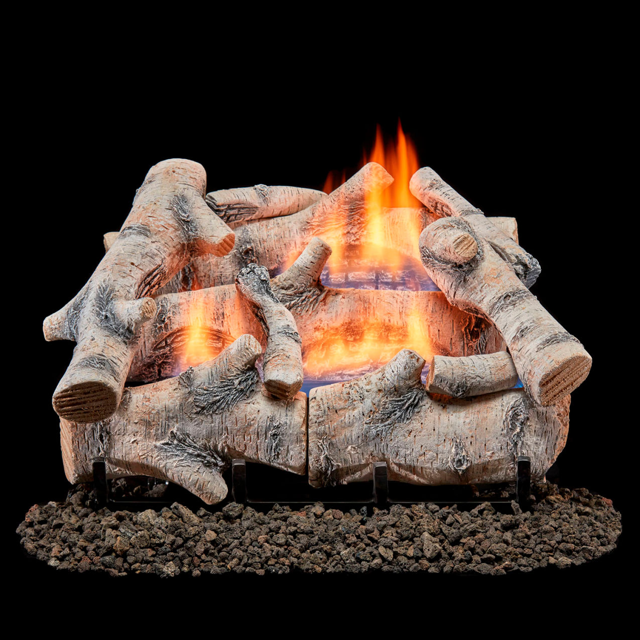 18" Vent Free Dual Fuel Gas Log Set, 30000 BTU, Birch Wood