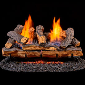 24" Vent Free Indoor Propane Gas Log Set with Remote Control, 33000 BTU, Split Oak