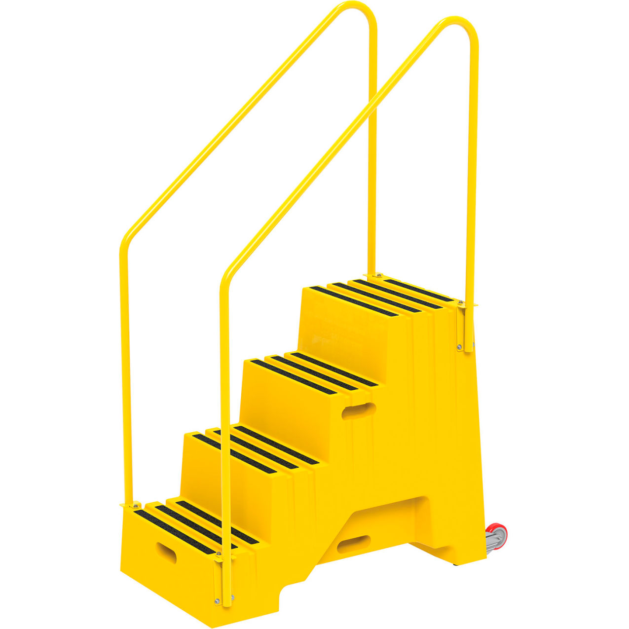 4 Step Polyethylene Stool, 53"L x 28-1/2"W x 76"H, Yellow